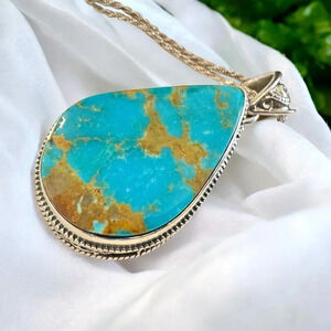 Turquoise Sterling Silver Pendant Necklace (18”)